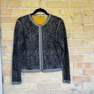 Autumn Cashmere Black and Gray Patterned Cashmere Cardigan